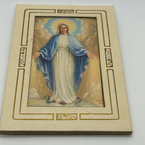 Vintage 1945 Prayer Card Framed Holy Mary - Picture 3 of 8